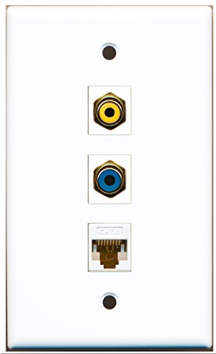 RiteAV - 1 Port RCA Yellow and 1 Port RCA Blue and 1 Port Cat6 Ethernet White Wall Plate