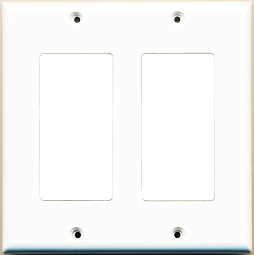 RiteAV Blank Wall Plate for Keystone Jacks - White 2 Gang Decorative