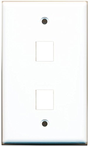 RiteAV Blank Wall Plate for Keystone Jacks - White 1 Gang 2 Port