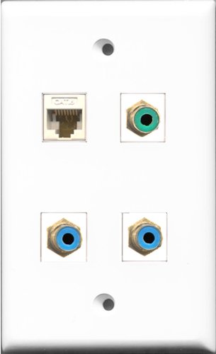 RiteAV 1 Port RCA Green 2 Port RCA Blue and 1 Port Cat6 Ethernet White Wall Plate