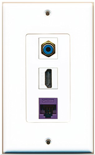RiteAV - 1 Port HDMI 1 RCA Blue 1 Cat5e Ethernet Purple Wall Plate Decorative