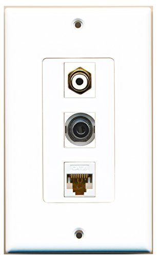 RiteAV - 1 Port RCA White and 1 Port 3.5mm and 1 Port Cat6 Ethernet White Decorative Wall Plate Decorative