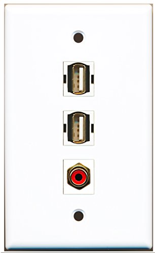 RiteAV - 1 Port RCA Red 2 Port USB A-A Wall Plate