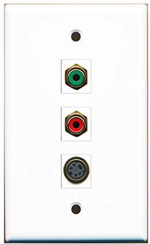 RiteAV - 1 Port RCA Red and 1 Port RCA Green and 1 Port S-Video Wall Plate