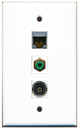 RiteAV - 1 Port RCA Green and 1 Port Shielded Cat6 Ethernet and 1 Port Toslink Wall Plate