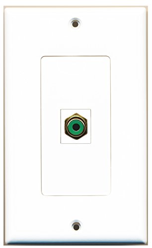 RiteAV - 1 RCA Green for Subwoofer Audio Port Wall Plate Decorative White