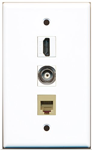 RiteAV - 1 Port HDMI and 1 Port Phone RJ11 RJ12 Beige and 1 Port BNC Wall Plate