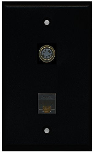 RiteAV - Black 1 Port S-Video 1 Port Cat6 Ethernet Black Wall Plate