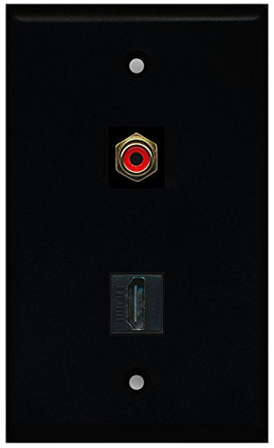 RiteAV - Black 1 Port HDMI 1 Port RCA Red Wall Plate
