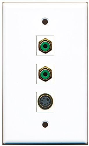 RiteAV - 2 Port RCA Green and 1 Port S-Video Wall Plate