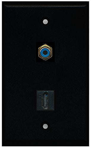 RiteAV - Black 1 Port HDMI 1 Port RCA Blue Wall Plate