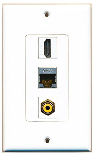 RiteAV - 1 Port HDMI and 1 Port RCA Yellow and 1 Port Shielded Cat6 Ethernet Decorative Wall Plate Decorative