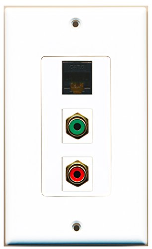 RiteAV - 1 Port RCA Red and 1 Port RCA Green and 1 Port Cat6 Ethernet Black Decorative Wall Plate Decorative