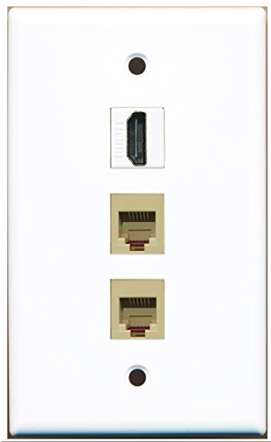 RiteAV - 1 Port HDMI 2 Port Phone RJ11 RJ12 Beige Wall Plate