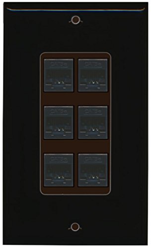RiteAV Decorative 1 Gang 6 Port Cat5e Wall Plate - Black/Brown