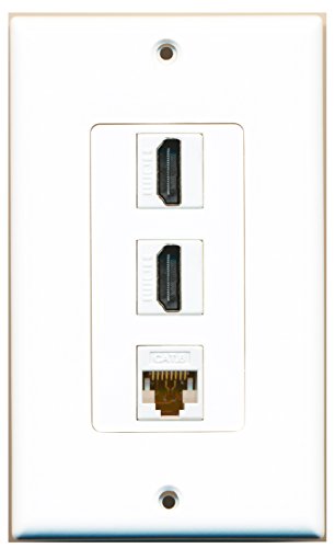 RiteAV - 2 x HDMI and 1 x Cat6 Ethernet Port Wall Plate White Decorative