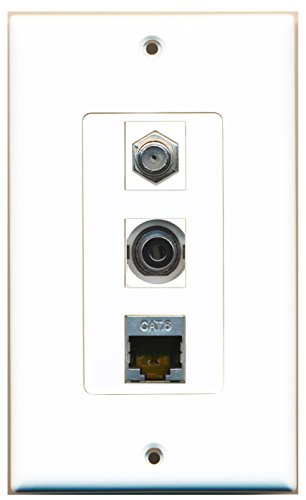 RiteAV - 1 Port Coax Cable TV- F-Type and 1 Port Shielded Cat6 Ethernet and 1 Port 3.5mm Decorative Wall Plate Decorative