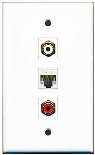 RiteAV - 1 Port RCA Red 1 RCA White 1 Cat5e Ethernet White Wall Plate
