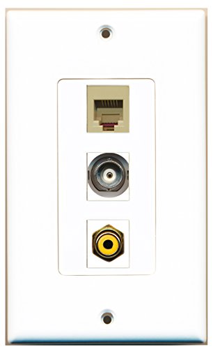 RiteAV - 1 Port RCA Yellow and 1 Port Phone RJ11 RJ12 Beige and 1 Port BNC Decorative Wall Plate Decorative