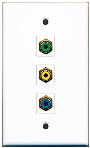 RiteAV - 1 Port RCA Yellow and 1 Port RCA Green and 1 Port RCA Blue Wall Plate