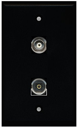 RiteAV - Black 1 Port Toslink 1 Port BNC Wall Plate
