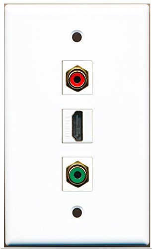 RiteAV - 1 Port HDMI and 1 Port RCA Red and 1 Port RCA Green Wall Plate