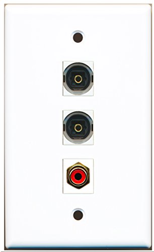 RiteAV - 1 Port RCA Red 2 Port Toslink Wall Plate
