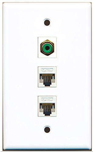 RiteAV - 1 Port RCA Green 2 Port Cat5e Ethernet White Wall Plate