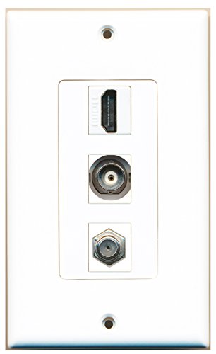 RiteAV - 1 Port HDMI and 1 Port Coax Cable TV- F-Type and 1 Port BNC Decorative Wall Plate Decorative