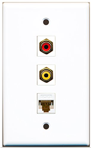 RiteAV - 1 Port RCA Red and 1 Port RCA Yellow and 1 Port Cat6 Ethernet White Wall Plate