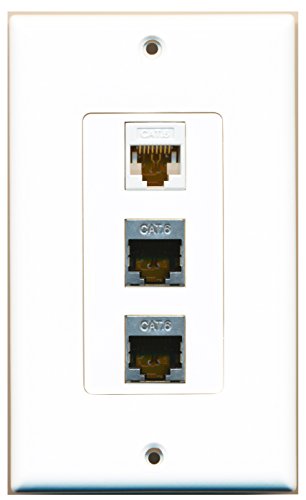 RiteAV - 2 Port Shielded Cat6 Ethernet and 1 Port Cat6 Ethernet White Decorative Wall Plate Decorative
