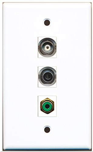 RiteAV - 1 Port RCA Green and 1 Port 3.5mm and 1 Port BNC Wall Plate
