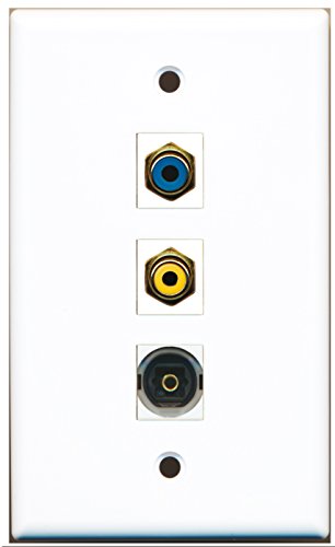 RiteAV - 1 Port RCA Yellow and 1 Port RCA Blue and 1 Port Toslink Wall Plate