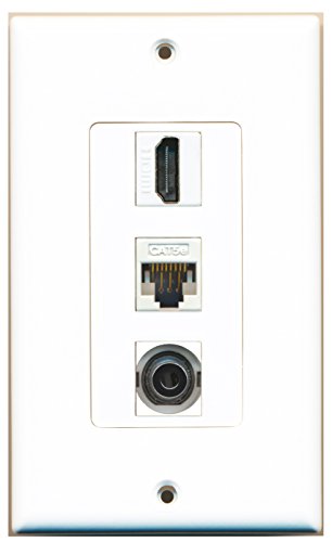 RiteAV - 1 Port HDMI and 1 Port 3.5mm and 1 Port Cat5e Ethernet White Decorative Wall Plate