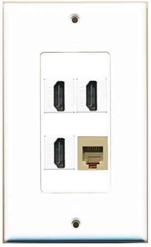 RiteAV - 3 Port HDMI 1 Port Phone RJ11 RJ12 Beige Wall Plate Decorative