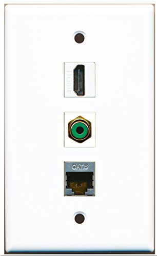 RiteAV - 1 Port HDMI and 1 Port RCA Green and 1 Port Shielded Cat6 Ethernet Wall Plate