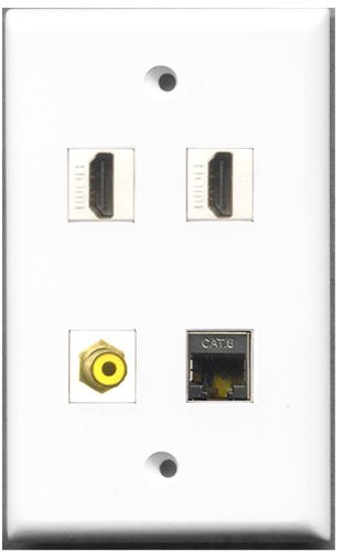 RiteAV - 2 Port HDMI 1 Port RCA Yellow 1 Port Shielded Cat6 Ethernet Wall Plate