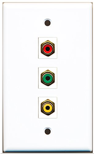 RiteAV - 1 Port RCA Red and 1 Port RCA Yellow and 1 Port RCA Green Wall Plate