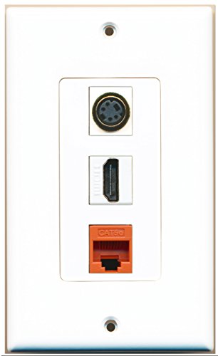 RiteAV - 1 Port HDMI 1 S-Video 1 Cat5e Ethernet Orange Wall Plate Decorative