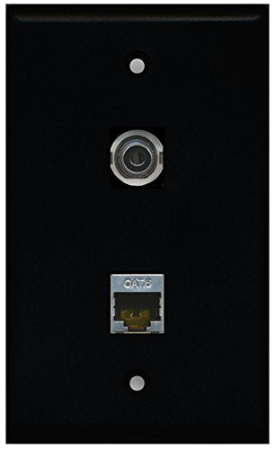 RiteAV - Black 1 Port Shielded Cat6 Ethernet 1 Port 3.5mm Wall Plate