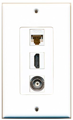 RiteAV - 1 Port HDMI and 1 Port BNC and 1 Port Cat6 Ethernet White Decorative Wall Plate