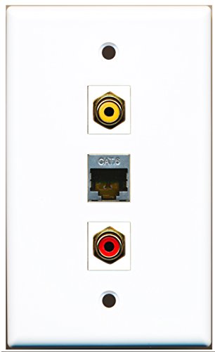 RiteAV - 1 Port RCA Red and 1 Port RCA Yellow and 1 Port Shielded Cat6 Ethernet Wall Plate