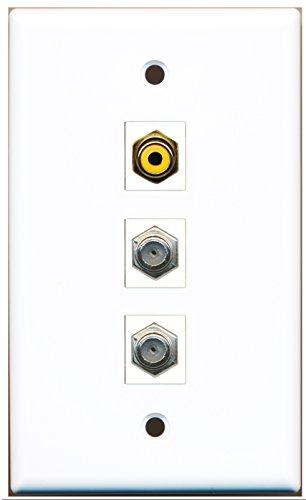 RiteAV - 1 Port RCA Yellow 2 Port Coax Cable TV- F-Type Wall Plate