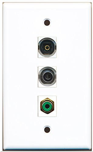 RiteAV - 1 Port RCA Green and 1 Port Toslink and 1 Port 3.5mm Wall Plate