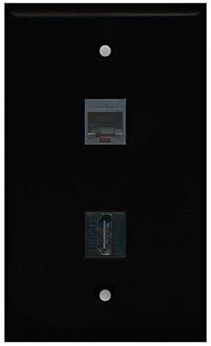 RiteAV - Black 1 Port HDMI 1 Port Phone Black Wall Plate