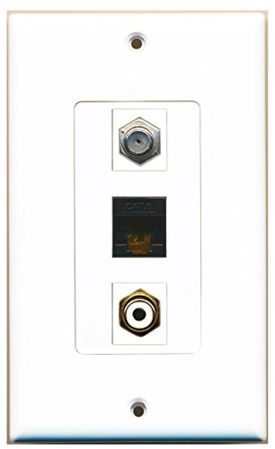 RiteAV - 1 Port RCA White and 1 Port Coax Cable TV- F-Type and 1 Port Cat6 Ethernet Black Decorative Wall Plate Decorative