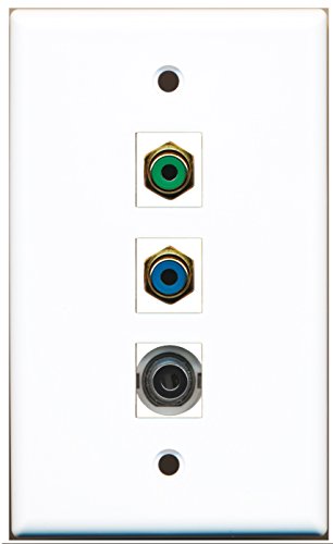 RiteAV - 1 Port RCA Green and 1 Port RCA Blue and 1 Port 3.5mm Wall Plate