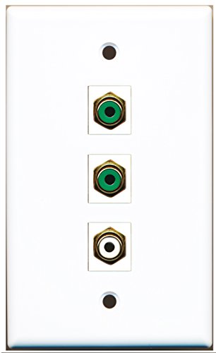 RiteAV - 1 Port RCA White 2 Port RCA Green Wall Plate