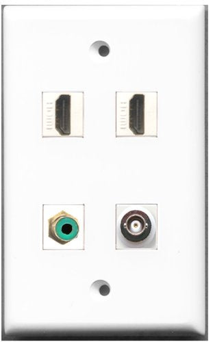 RiteAV - 2 Port HDMI 1 Port RCA Green 1 Port BNC Wall Plate