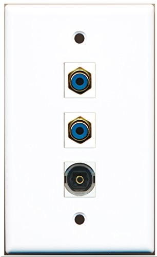 RiteAV - 2 Port RCA Blue and 1 Port Toslink Wall Plate